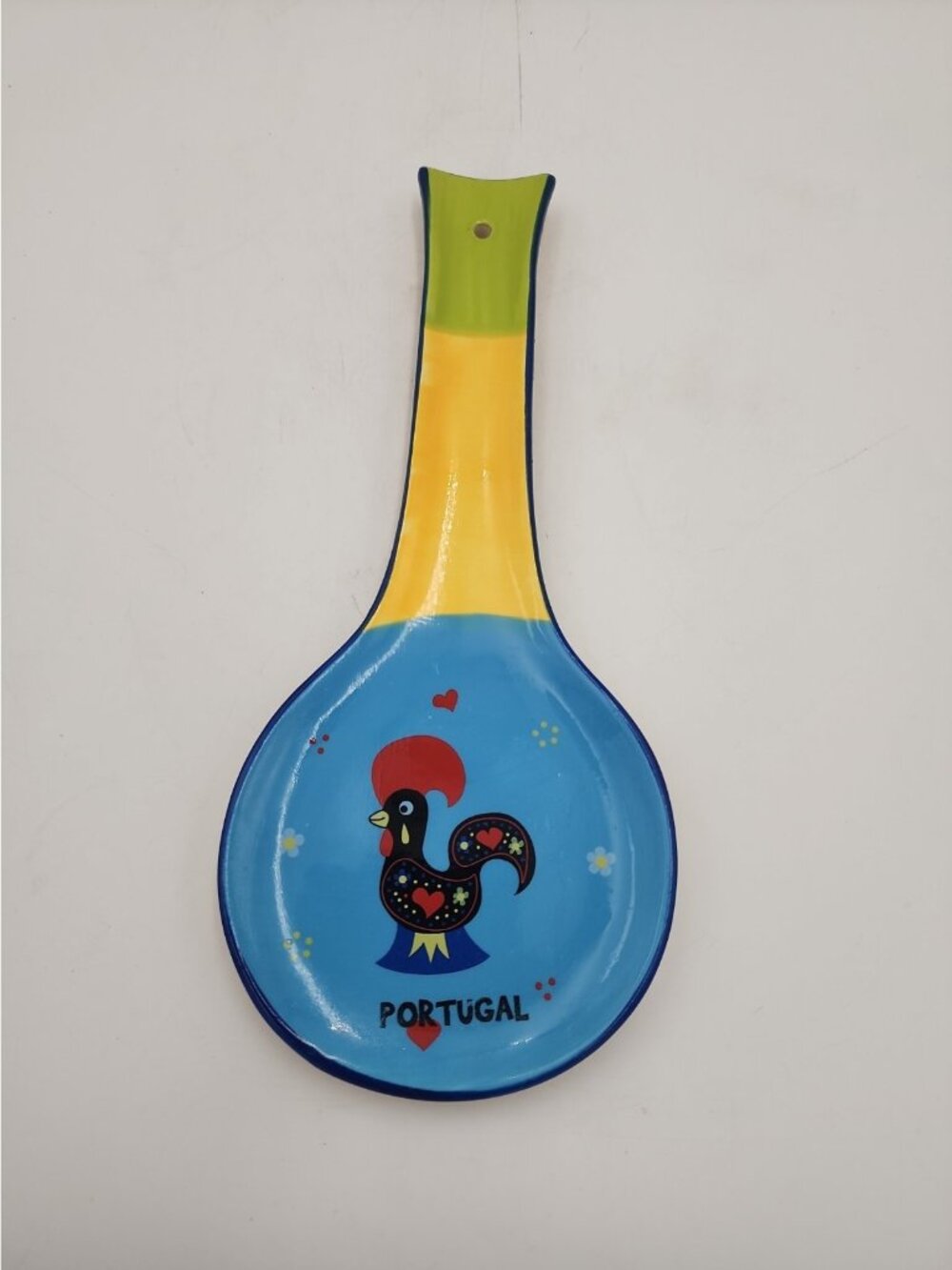 portugal ceramic hand painted Rooster Spoon Rest 10.5"